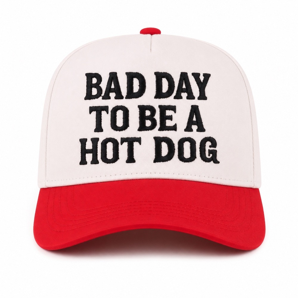 Bad Day To Be A Hot Dog Funny Graphic Baseball‎ Cap Red Trucker Hat logo summer